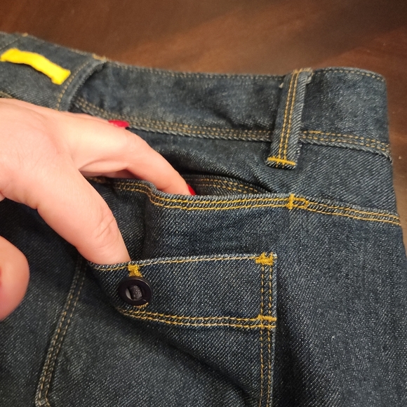 Lands' End Lined Cargo Jeans Darkwash Straight 7 Pockets Size 14 - Picture 8 of 16